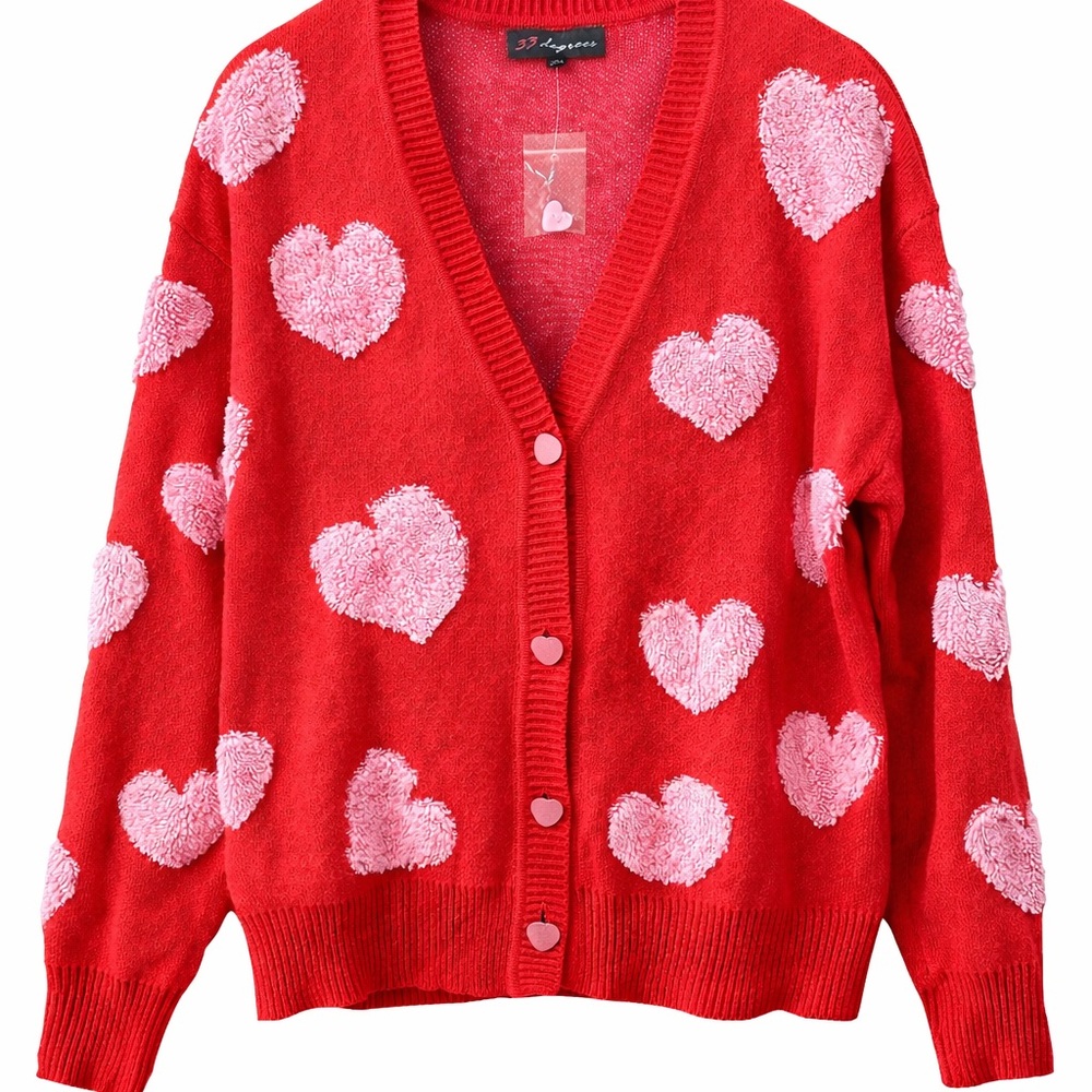 Red Heart Cardigan Sweater | 33 Degreed